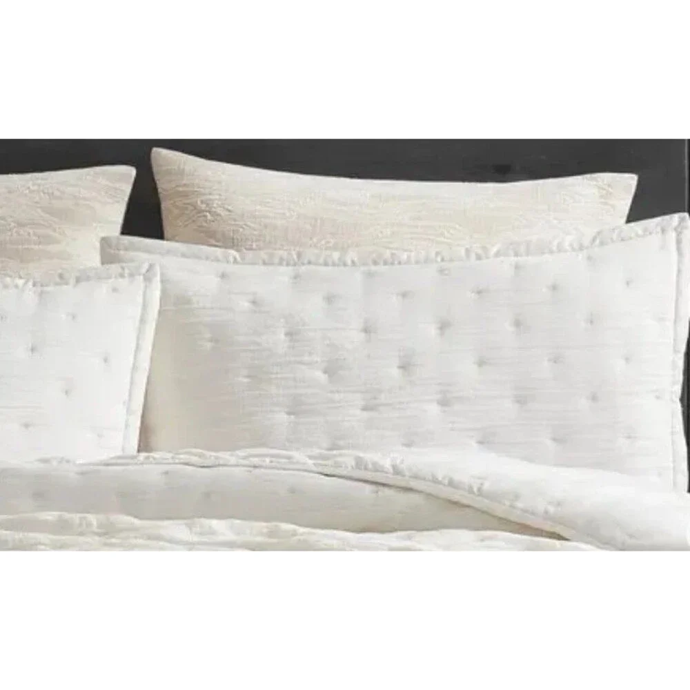 Donna Karan Luxury Meditate King Pillow Sham Shams Ivory Set Of 2 Linen Silk